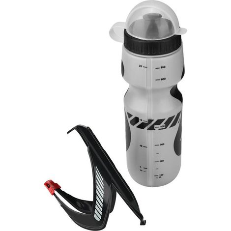 Gourde vélo 650ml avec support de cadre pour VTT et bicyclette (Gris)