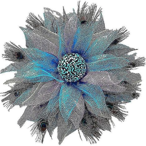 Couronne de plumes de paon artificielles, guirlande de tournesols en gaze colorée à suspendre à la porte (1/5)