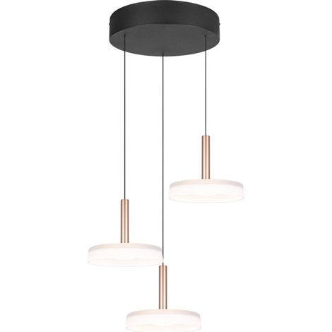 Suspension LED Celeste Trio brun, 3 globes verre Ø35 (1/3)