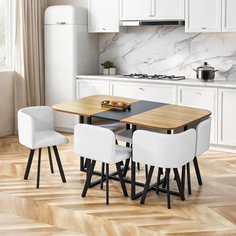 Ensemble repas 4-6 personnes table extensible et chaises (1/5)