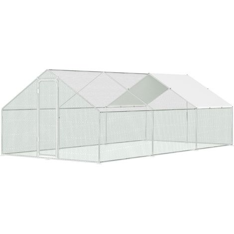 Randaco Hühnerstall Hühnerhaus Dach Geflügelstall Kleintier Ställe Freilaufgehege mit abschließbare Tür, 3 x 6 x 2 m