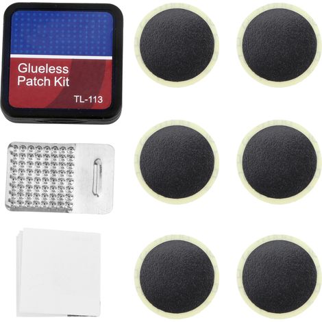 Kit de réparation vélo sans colle : rustines autocollantes pour pneu tubeless, outil rapide de réparation de chambre à air, 10 pièces (1/5)