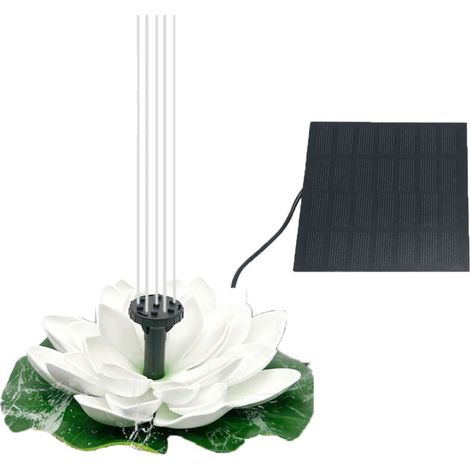 Fontaine Solaire Pompe de Fontaine Solaire Lotus 1.5 W, Fontaine Solaire Lotus, Convient pour Bain d'oiseaux de Jardin, décoration d'étang, Jeux d'eau Décoration Jardin(Blanc) (1/4)