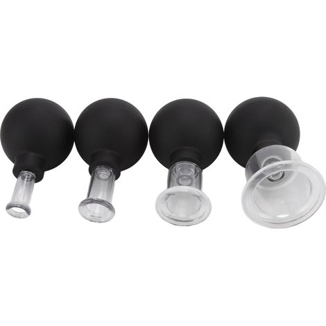 4 Pièces Ventouses en Verre avec Balle en Silicone Noir pour Massage Facial et Succion (1/5)