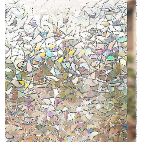 Film pour vitres à motifs, film occultant effet arc-en-ciel 45 x 200 cm, film décoratif électrostatique, film opaque 3D pour vitres 2025 (1/5)