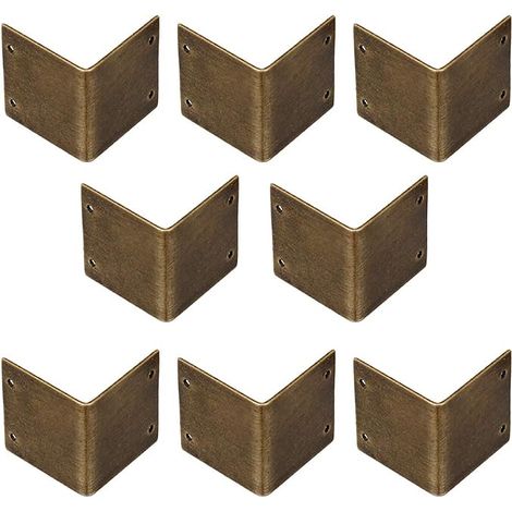 Lot de 8 protections d'angle en laiton pur à angle droit de 90 degrés en bois de camphre, protection de bord antique (30 x 30 mm) (1/3)