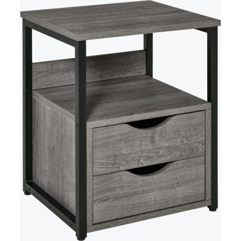 Grey Industrial Side Table with Drawer and Storage Shelf,Slim Nightstand for Living Room and Bedroom,Stylish Sofa Table with Space-Saving Design (1/5)