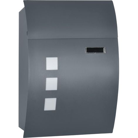 Gris et sécurisée, pour protéger votre courrier : boîte aux lettres extérieure en acier avec 2 clés (1/5)