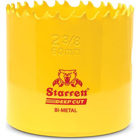 Starrett Sega a tazza per taglio profondo, DCH0238, bimetallica resistente, con denti extra in cobalto HSS, per metalli, legno, ghisa, fibra di vetro, materie plastiche, 60 mm (1/5)