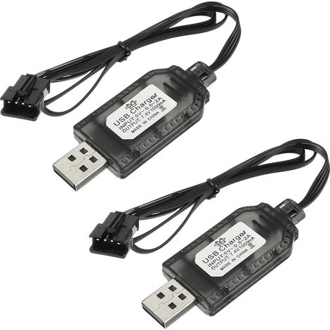 2 pièces 7.4V USB Chargeur Câble RC avec Connecteur SM-4P Plug pour 2S 7.4V LiPo Batterie, Compatible avec Voiture RC, Bateau RC, Drone RC, Avions RC et Autres Jouets Télécommandés (1/5)