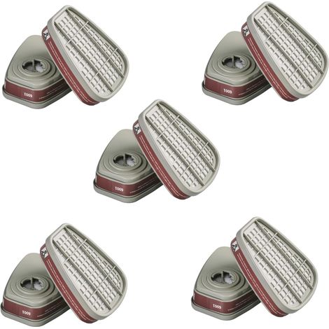 Lot de 5 paires de cartouches filtrantes 6001 avec charbon actif, filtre à poussière, gaz, vapeurs organiques, particules chimiques, compatibles avec masque à gaz 6100/6200/7501/7502/6502/6800