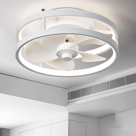 Ventilateur de salon minimaliste moderne avec pales blanches transparentes, commande murale et application (1/5)