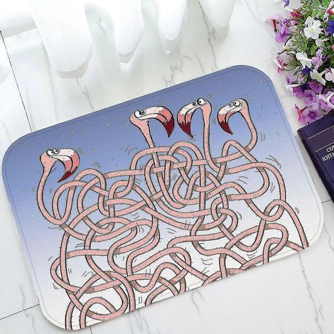 Fußmatte „Labyrinth der fünf Flamingos“ (40 x 60 cm) – Für drinnen/draußen/Badezimmer (1/5)