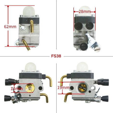 The FS38 carburetor is compatible with the maps STHIL FS85, FS85R, FS80, 72, 74, 75 and C1Q-S97. (1/4)