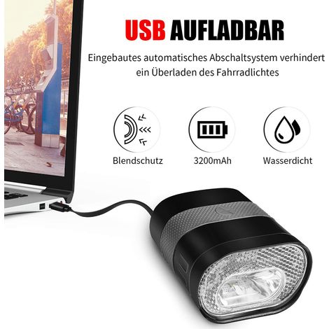 LED-Fahrradscheinwerfer, USB-aufladbar, wasserdicht, 3200 mAh (1/5)