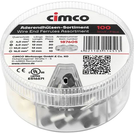 Cimco 187605 Aderendhülsen-Sortiment Teilisoliert 1 Set
