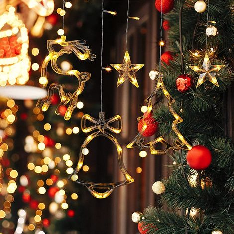 Rideaux lumineux à LED en forme d'étoile, 8 modes, étanches, en forme d'élan, pour une utilisation intérieure/extérieure, parfaits pour la décoration du Ramadan, le jardin, la décoration (blanc chaud) (1/5)