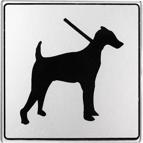 Plaque de porte de porte Chien en laisse - Classique argent 90x90mm - 4330372