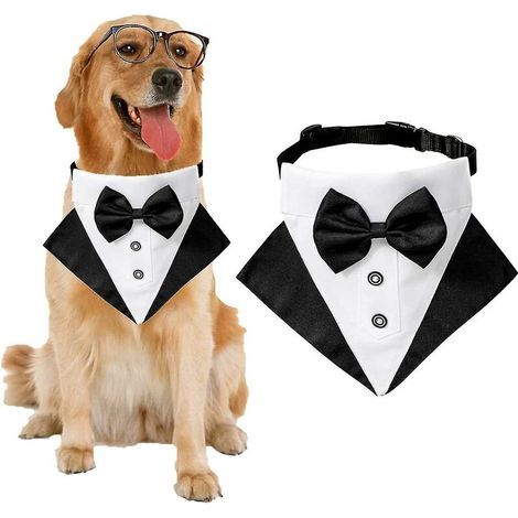 Elegante pañuelo para perro estilo esmoquin, pañuelo de boda para perros, collar para perro, pajarita ajustable, pequeño (1/4)