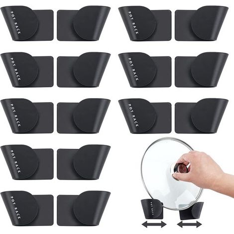 Porte-couvercles - Lot de 8 - Rangement réglable - Organisateur de placard de cuisine - Plastique - Support pour casseroles - Organisateur de couvercles - Étagère de rangement - Ultra-résistant et dur (1/5)