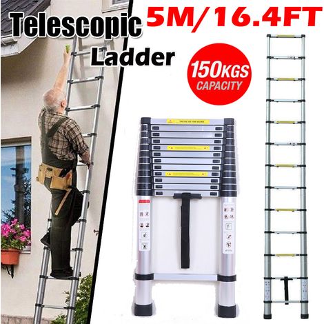5M/16.FT Telescopic Loft Ladder Multi-Purpose Aluminium Step Ladders Extendable (1/5)