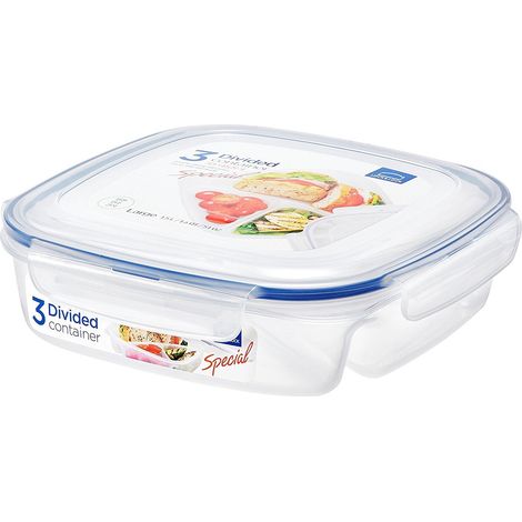 Boite Lunch Carrée 1, 5L Plastique Transparent 23x23x6, 5 cm (1/4)