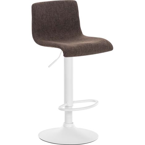 Sgabello da bar x1 con poggiapiedi girevole schienale curvo in tessuto marrone e metallo bianco 100004977