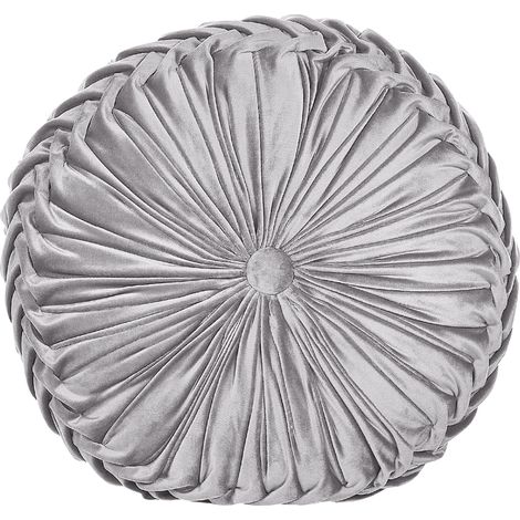 Cojín de terciopelo gris 40 cm pliegues accesorio minimalista moderno Udala