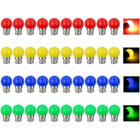 V-TOO Ampoule LED Couleur B22 3W équivalente 30W 240LM AC 220V-240V B22 Baïonnette Ampoules Guirlande Couleur LED Ampoules Multicolore pour Maison Bar Fête Décoration d'ambiance - Lot de