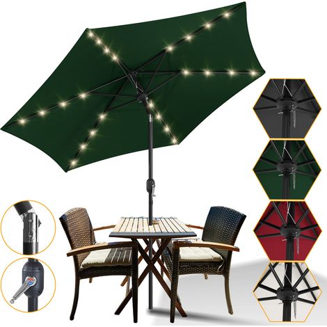 2.7m parasol parapluie de jardin parapluie extérieur UV40+ parasol de marché avec jardin solaire LED, vert, 2.7m (1/5)
