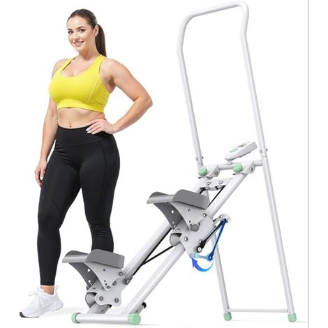 Monte-escalier Vertical Stepper Pliable pour Entraînement à Domicile, Appareil de Fitness pour Corps Entier avec Largeur de Pas Réglable, Guidons et Pédales Ajustables