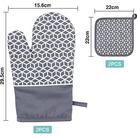 Hitzebeständige Handschuhe, 4er-Pack, hitzebeständig bis 230 °C, mit rutschfester Silikontextur, perfekt zum Kochen und Grillen.