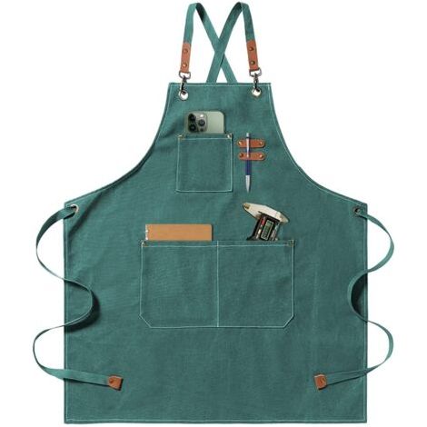 Tabliers de Cuisine 68x76cm Réglable Tablier Barbecue avec 3 Poches Tablier pour Hommes Femmes Tablier Sangles Croisées Tabliers pour Barbecue, Restaurant, Jardin, Barbecue, Café (1/5)
