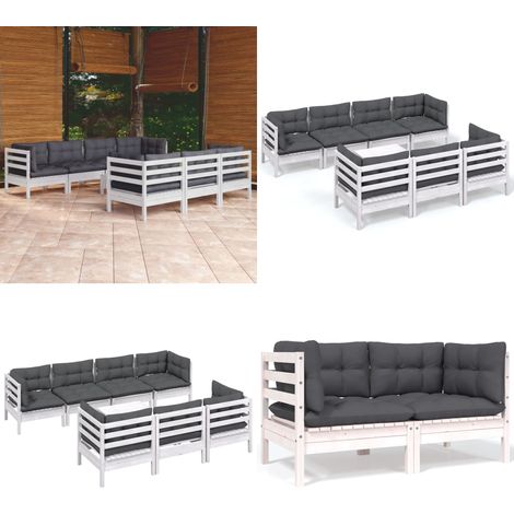 8-tlg. Garten-Lounge-Set mit Kissen Kiefer Massivholz - Gartensessel - Lounge Set - Gartenmöbeln - Outdoor Möbel - Rattan Sessel - Home & Living (1/5)