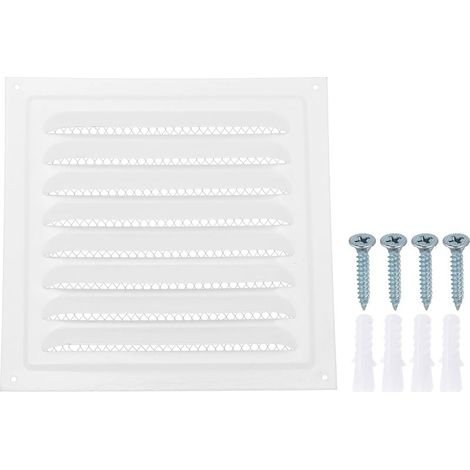 Blanc Grille de Ventilation Murale Extérieure en Acier Inoxydable20x20CM, Couvercle de Sortie d'Air Hvac avec Grille d'Aération à Persiennes en Maille pour Ventilation de Cuisine (1/5)
