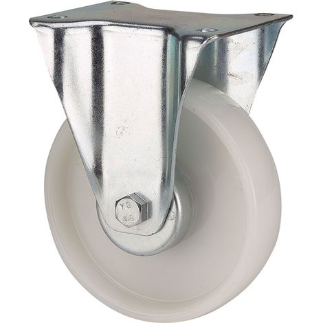 Bockrad aus Polyamid mit Platte und glatter Achse, weiß, max. Tragkraft 150 kg, ø 10 cm