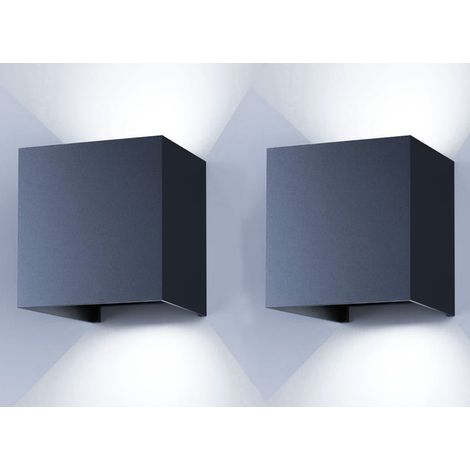 2-pack LED wall lights 6 W – Modern aluminum – White 6000 K – Glare-free – For indoor use: living room, bedroom, bathroom, kitchen – Black (1/5)