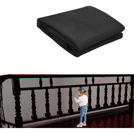 Filet Securite Escalier,Filet Escalier Sécurité,Filet Escalier Sécurité Bebe,Filet Escalier Enfant,Filet de Sécurité pour Balcon,Filet de Protection Enfant (Noir 75cmX300cm)-RAPANDA (1/4)