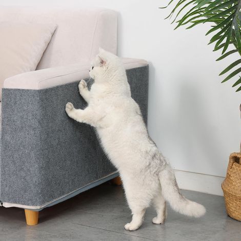 Tapis d'escalade auto-adhésif pour chats, fabriqué en carton ondulé de sisal pour éviter les griffures, tapis d'entraînement découpable et durable, 30×100cm (gris). (1/4)