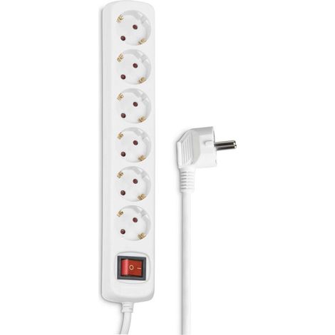 Hama 30533 Multipresa 6 Posizioni Schuko con Protezione Bambini e Tasto Accensione, Cavo 3 m, Plastica, Bianco (1/4)