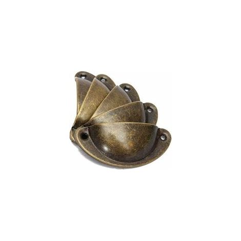 10pcs Poignée de Coquille Vintage pour Tiroir Armoire Meuble Cuisine, Fer Incurvé Bouton de Porte de Placard Retro 8,2 cm x 3,5 cm Laiton Antique (1/5)