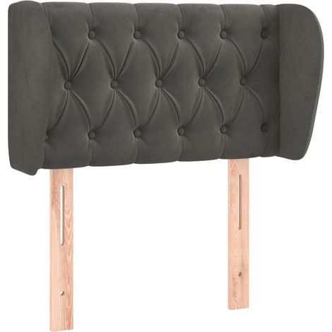 Tête de lit avec oreilles, Résistante et économique, Panneau de lit, Gris foncé 83x23x78/88 cm Velours OIB1385E (1/2)