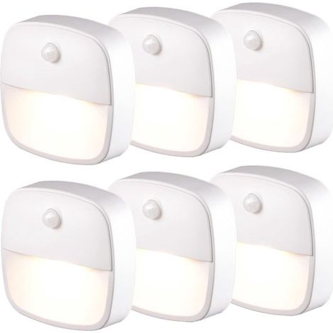 LED-Nachtlicht mit Bewegungsmelder 6er-Pack Nachtlichter mit Bewegungsmelder und Batterie selbstklebende Treppenbeleuchtung Schrankbeleuchtung weiß (1/5)