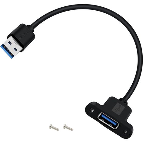 Rallonge USB A Panneau Câble Extension USB 3.0 Panneau Transfert de Données à 5 Gbps et Alimentation électrique pour Ordinateurs Portables, Tableaux de Bord Voitures et Bateaux (USB A, 0.3 m) (1/5)
