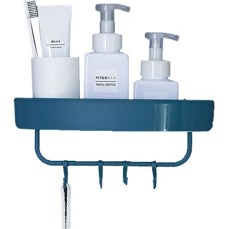 Étagère murale de salle de bain, étagère de rangement triangulaire multifonctionnelle, bleu foncé
