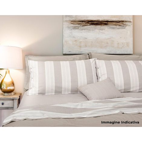 Set Lenzuola Cotone Matrimoniale Sopra Sotto con Angoli e Federe Cober Striped Grigio