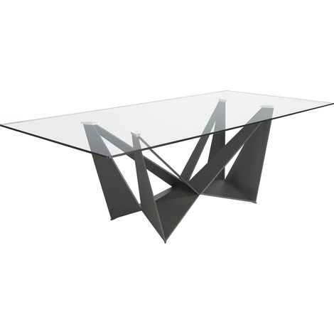 Table de repas verre 240x120 Angel Cerda - Noir mat et verre transparent (1/5)