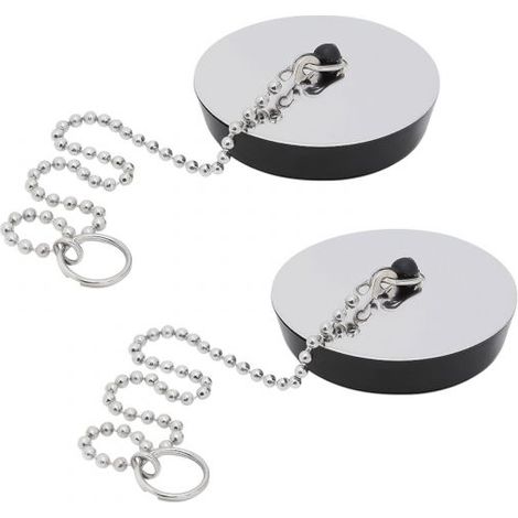 Coppia Tappi Universale Lavello Cucina Bagno 5.5cm con catena 10392
