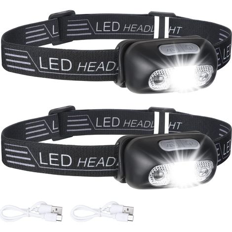 Lampe Frontale Rechargeable LED 1200LM,Torche Frontale IP64 Étanche Zoomable 3 Modes avec Câble USB 2 Piles 18650 avec Voyant Lumineux pour Camping,Pêche,Vélo,Randonnée,5 Boucles Casque (1/5)