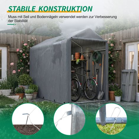 Abri vélo imperméable 187x100x160 cm, tente de jardin avec structure en acier, gris anthracite. Remise extérieure pour vélos, outils de jardin et accessoires – parfaite pour balcon, terrasse et cour. (1/5)